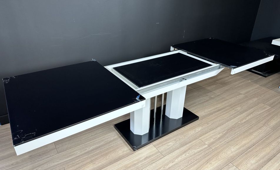[outlet] Stół rozkładany MODEL „R” czarny-biały (wysoki połysk) - 2